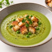 CR&Egrave;ME DE POIS AVEC CRO&Ucirc;TONS