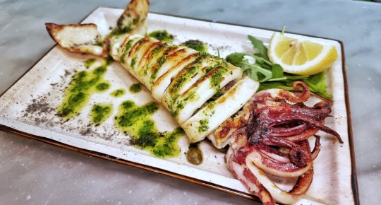 GRILLED SQUID WITH ESCAROLE