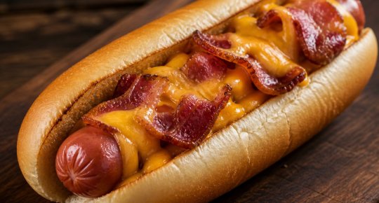 HOT DOG CON BACON E CHEDDAR